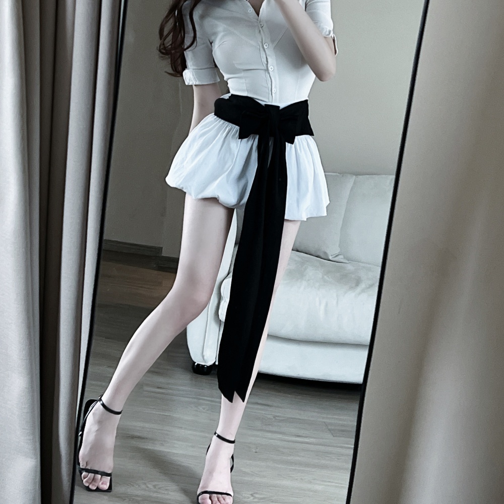 Bow white short skirt fashion skirt for women