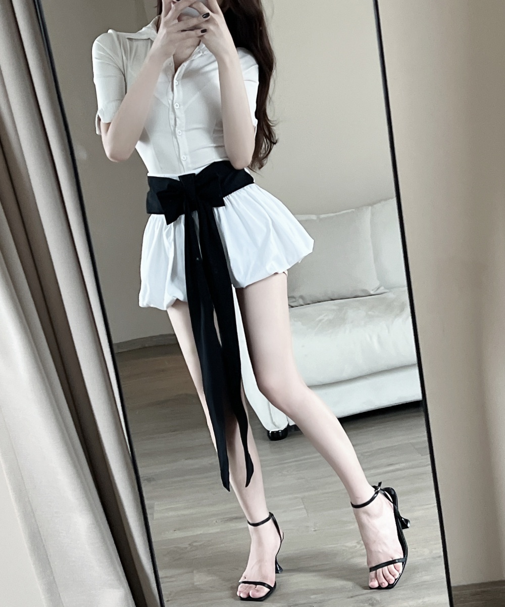 Bow white short skirt fashion skirt for women