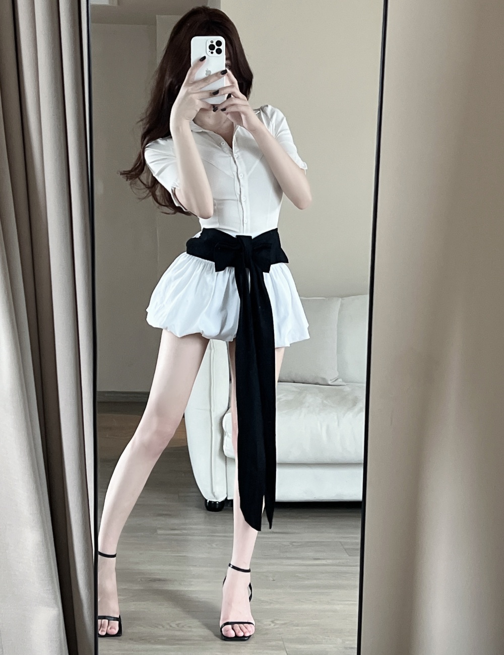 Bow white short skirt fashion skirt for women