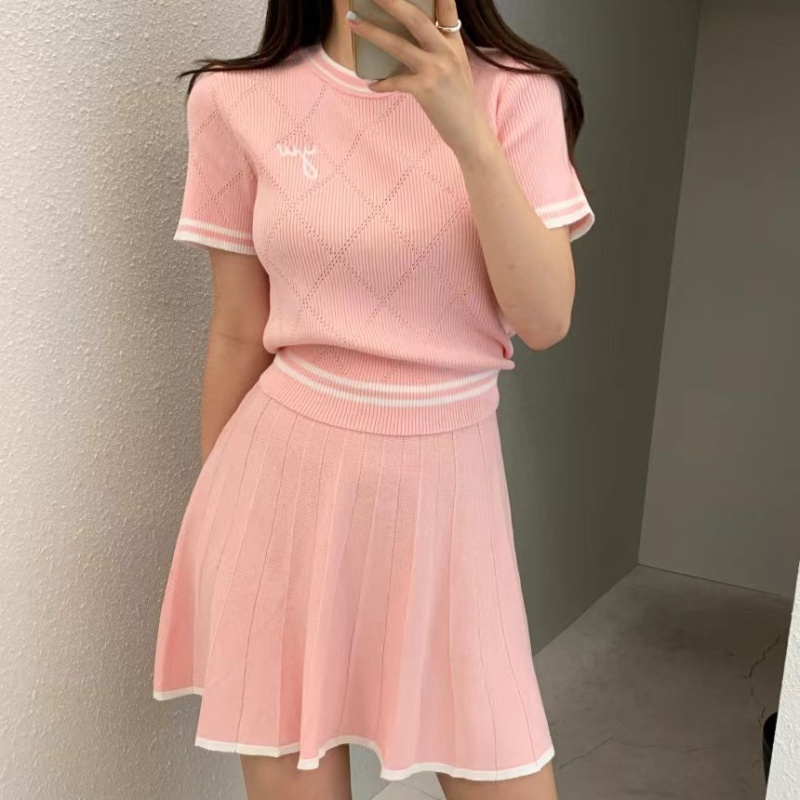 Short sleeve short skirt Korean style tops a set