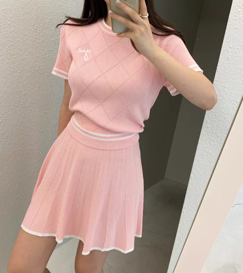 Short sleeve short skirt Korean style tops a set