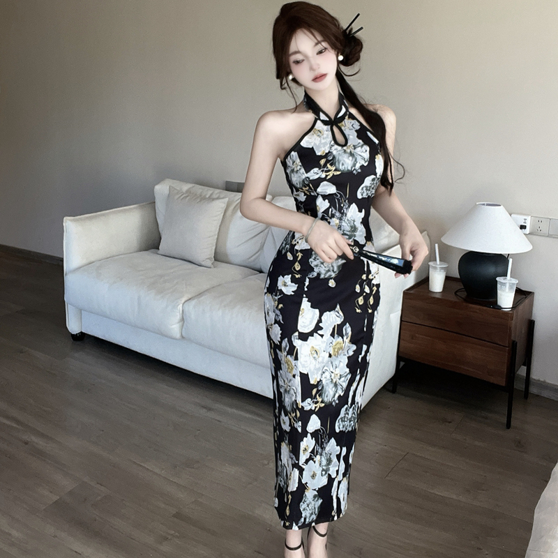 Pinched waist long dress summer dress for women