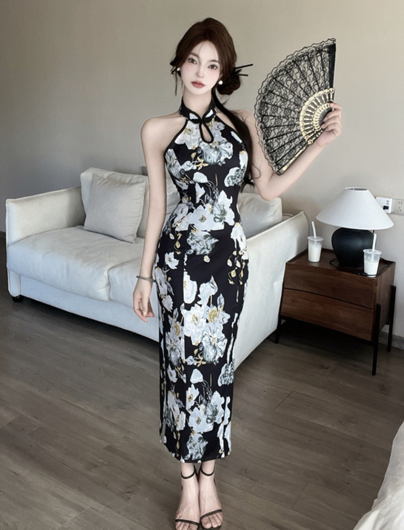 Pinched waist long dress summer dress for women