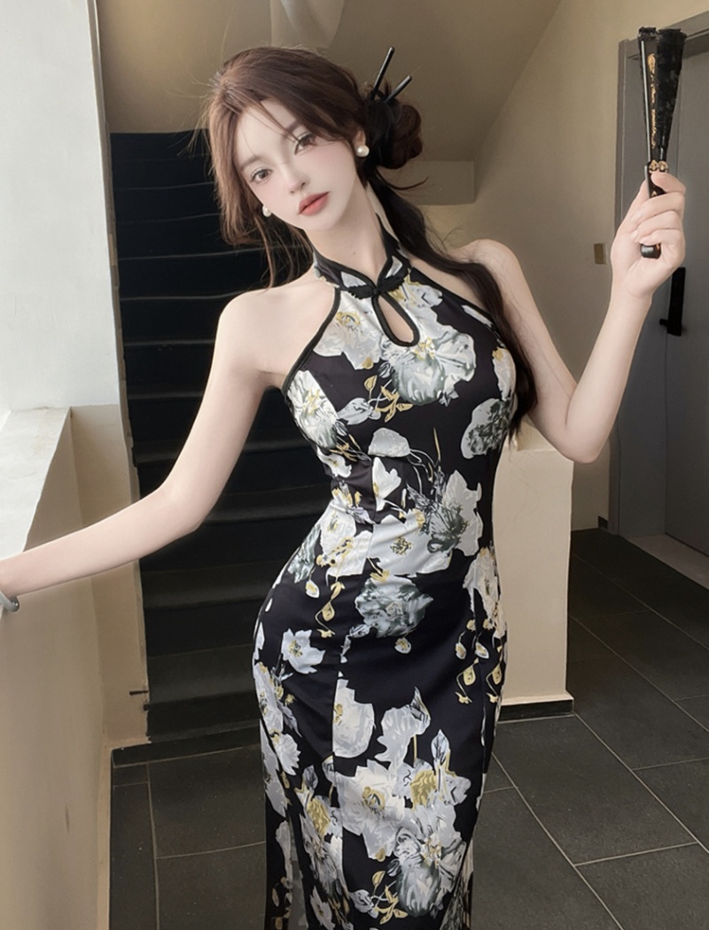 Pinched waist long dress summer dress for women