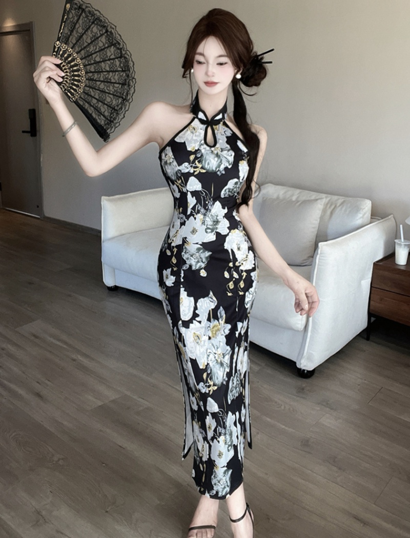 Pinched waist long dress summer dress for women