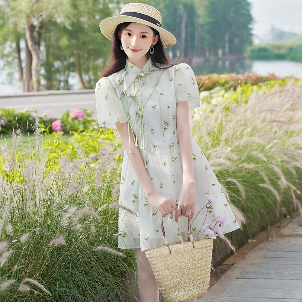 Beading lady dress jacquard cheongsam for women