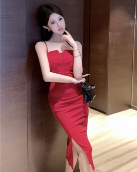 Stereoscopic fold dress ladies little sexy long dress