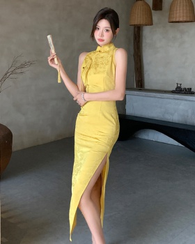 Jacquard slim cheongsam obscure Chinese style long dress