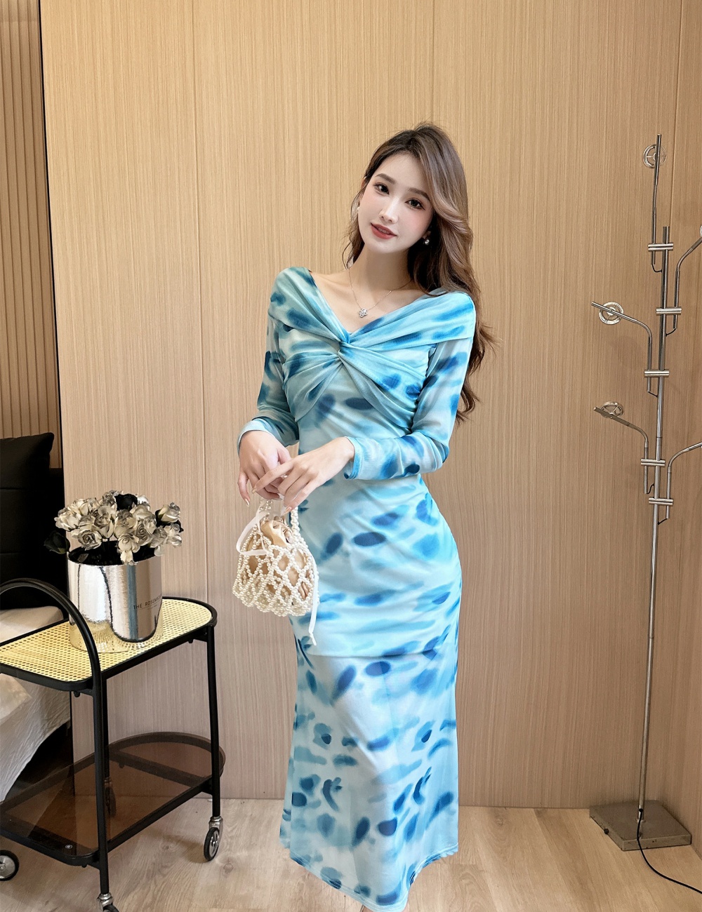 Split summer package hip blooming slim retro dress