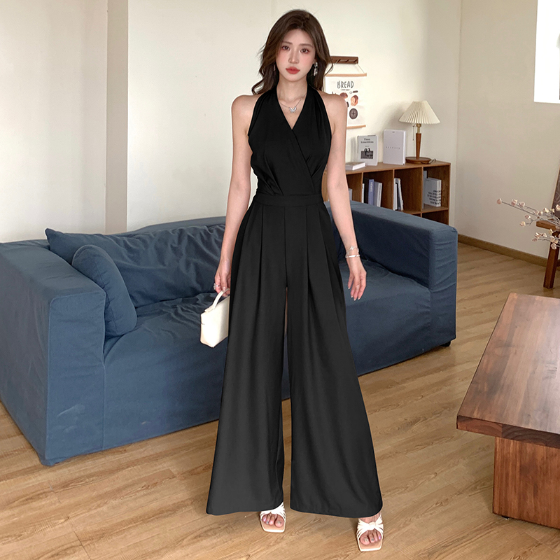 Sleeveless halter jumpsuit summer pinched waist long pants