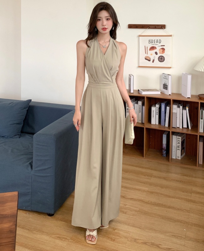 Sleeveless halter jumpsuit summer pinched waist long pants