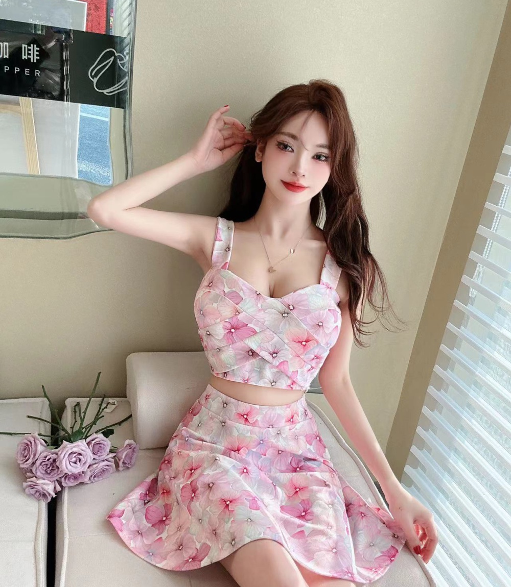 Bottoming sling candy colors sexy sleeveless dress 2pcs set