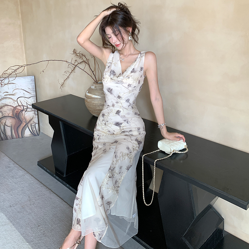 Summer temperament dress floral long dress for women