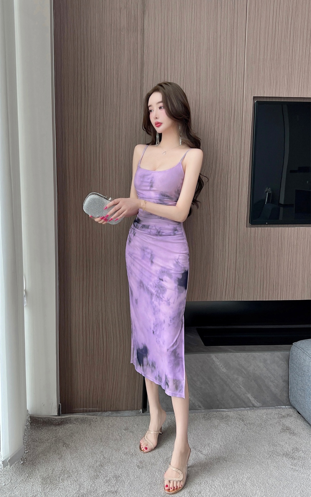 Long gauze slim dress colors vacation halter strap dress