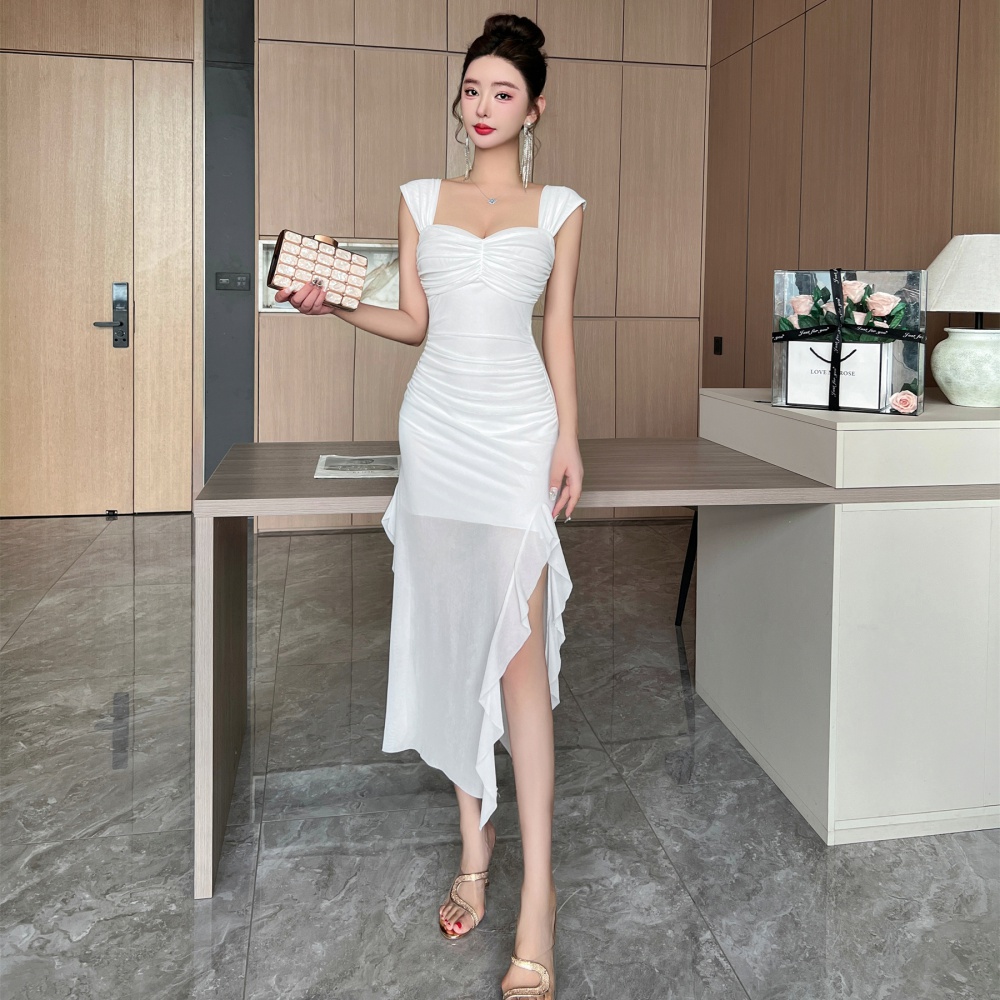 Chiffon flat shoulder enticement dress for women