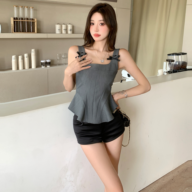 Stereoscopic short slim shirt niche summer tops for women