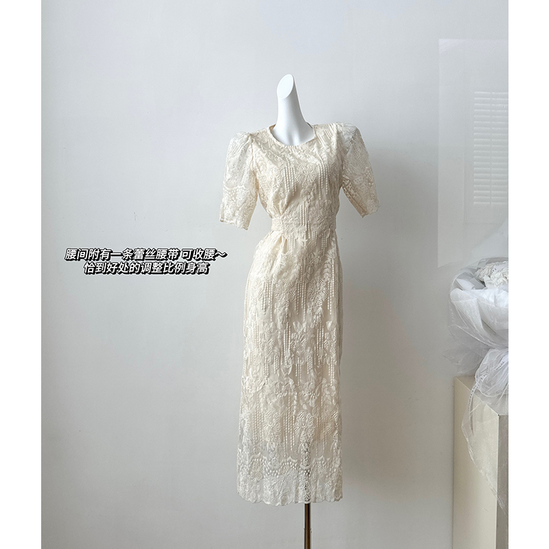 France style round neck lace temperament dress for women