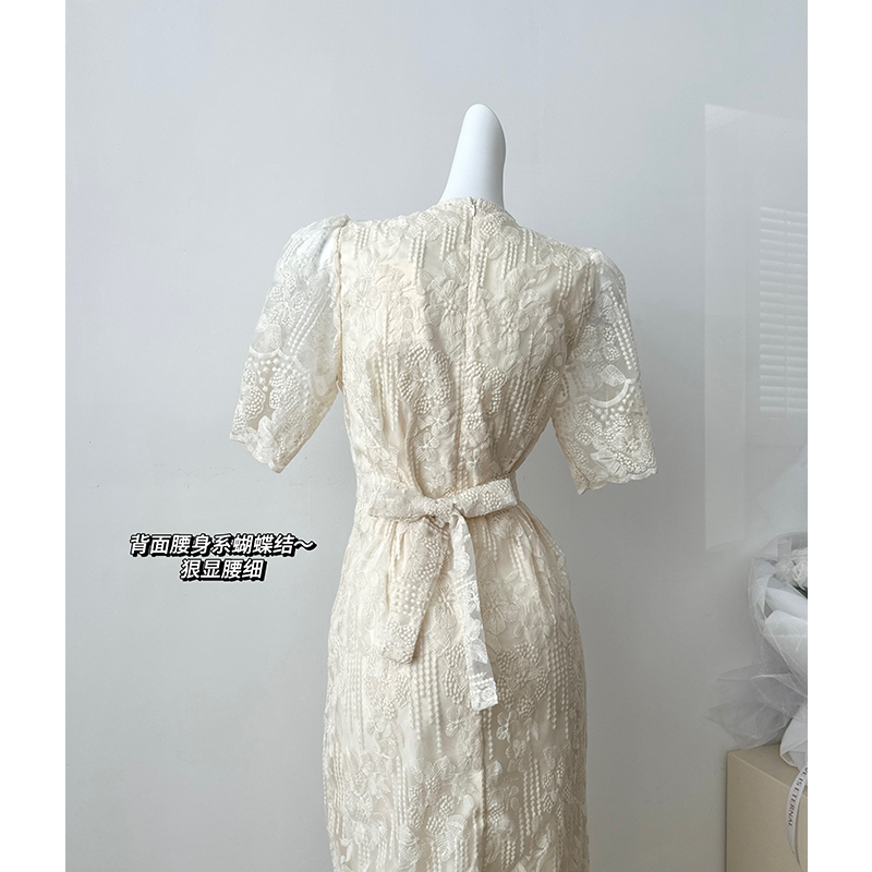 France style round neck lace temperament dress for women