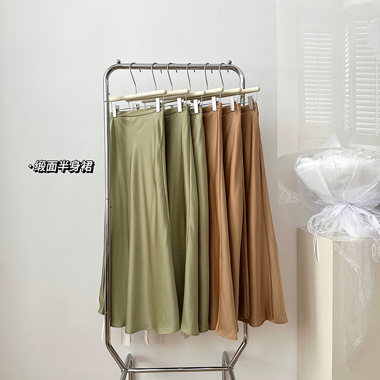 Pure irregular skirt satin fashion small shirt 2pcs set