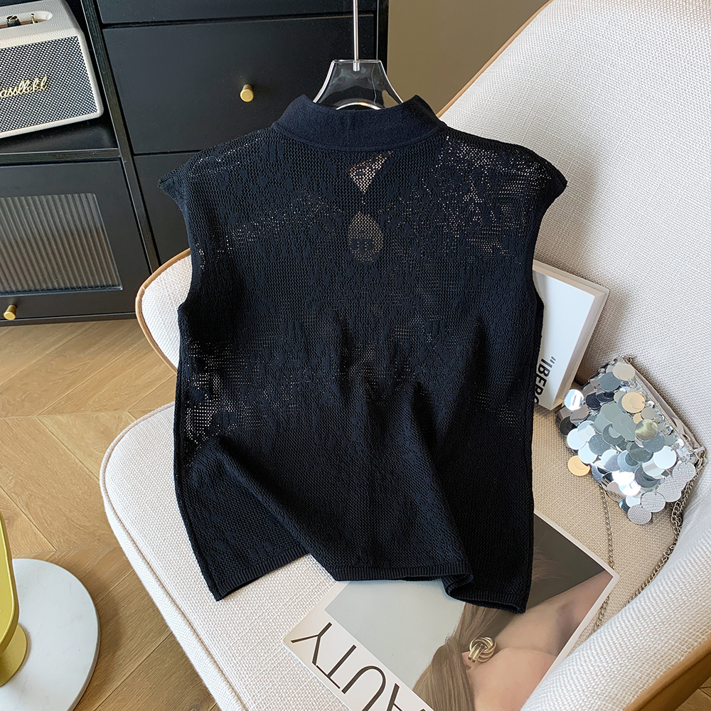 Chinese style thin T-shirt jacquard sweater for women