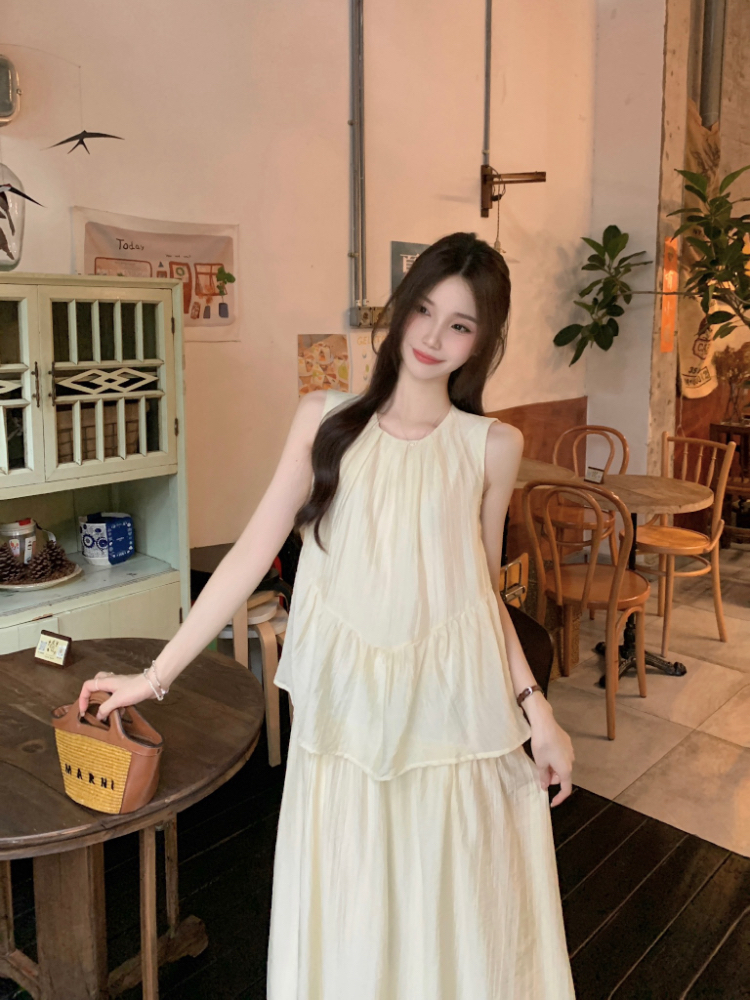 Chinese style sleeveless sleeveless dress Pseudo-two dress