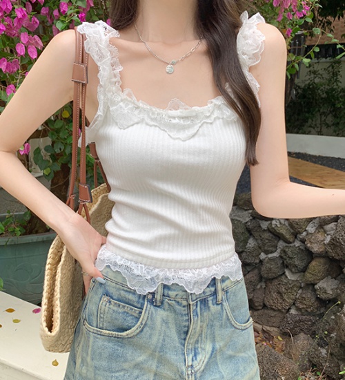 Bow short tops lace inside the ride vest for women