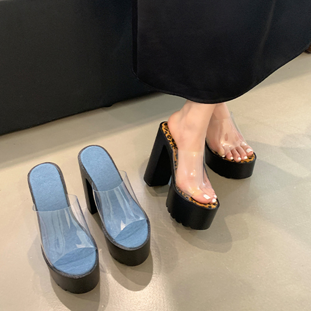 Transparent plastic platform fashion sandals