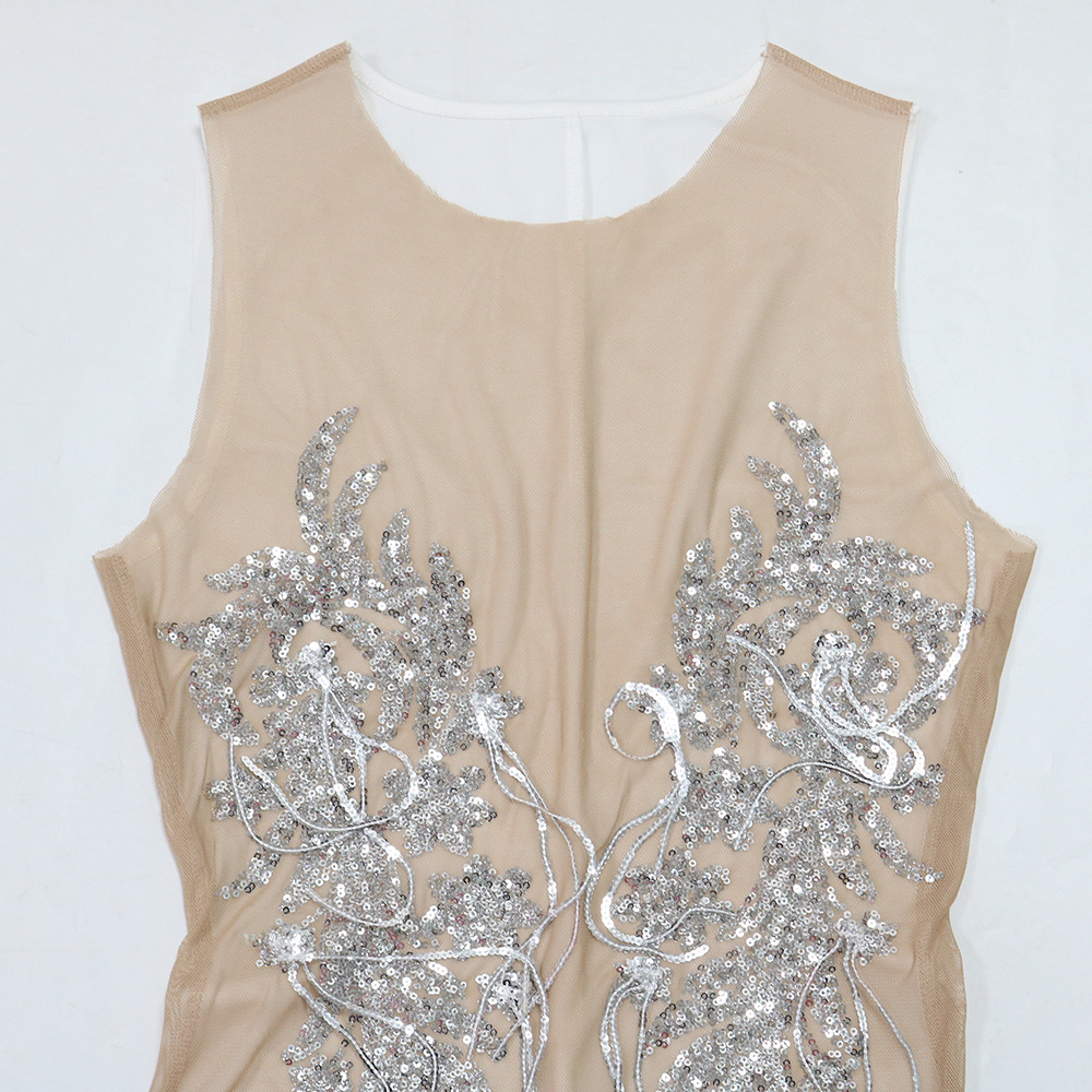 Sleeveless T-back sequins dress for women