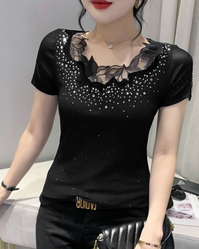 Short sleeve lace tops Western style small shirt for women