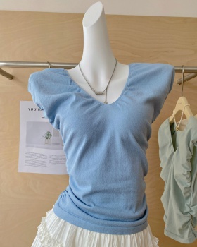 Ice silk summer V-neck enticement fold vest for women