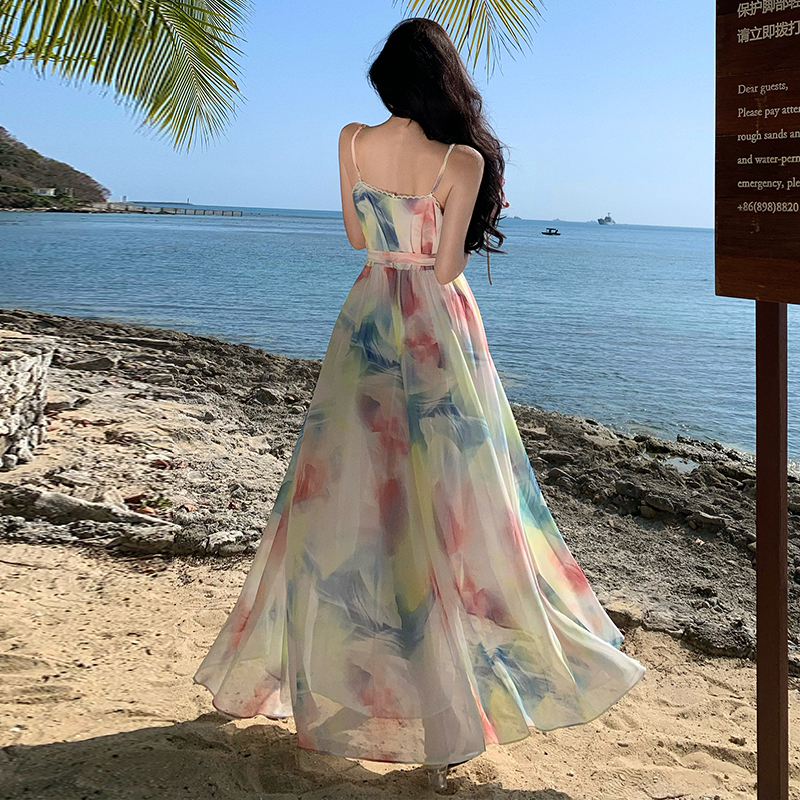 Seaside vacation sling irregular France style dress