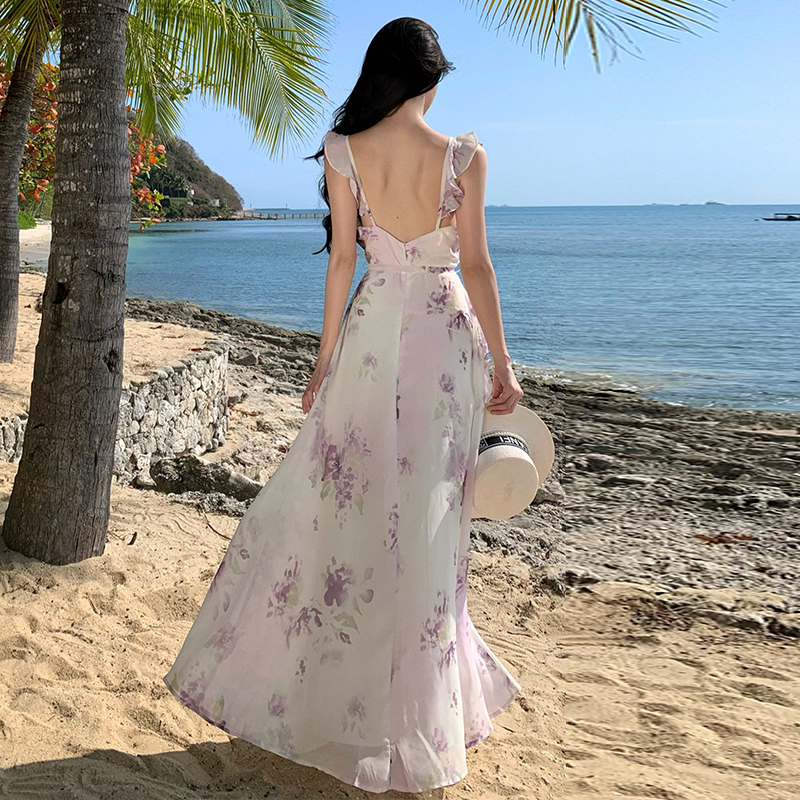 Sling seaside long dress vacation dress