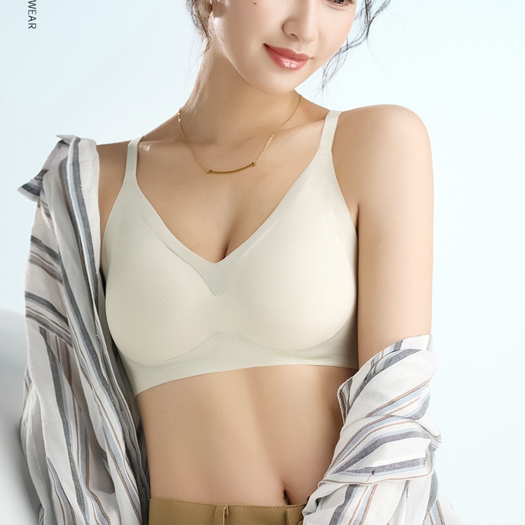 Small chest summer thin underwear ice silk light gather Bra