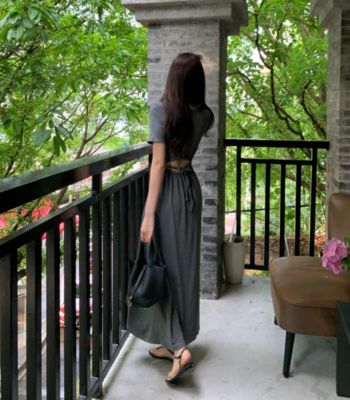 Lazy summer long dress back hollow dress for women