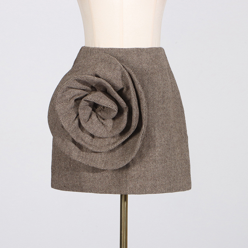 Flowers splice retro short A-line elegant summer skirt