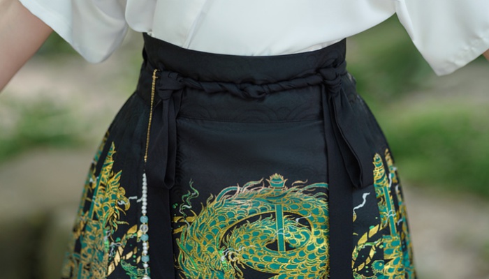 Short Chinese style horse-face skirt frenum V-neck tops