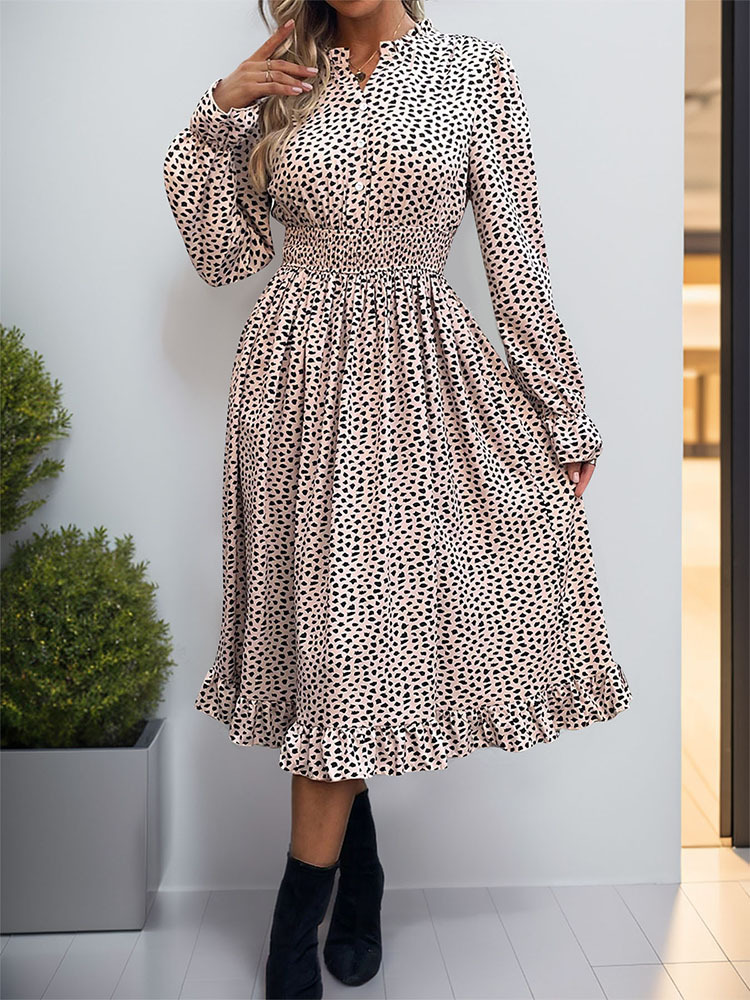 Autumn European style leopard dress for women