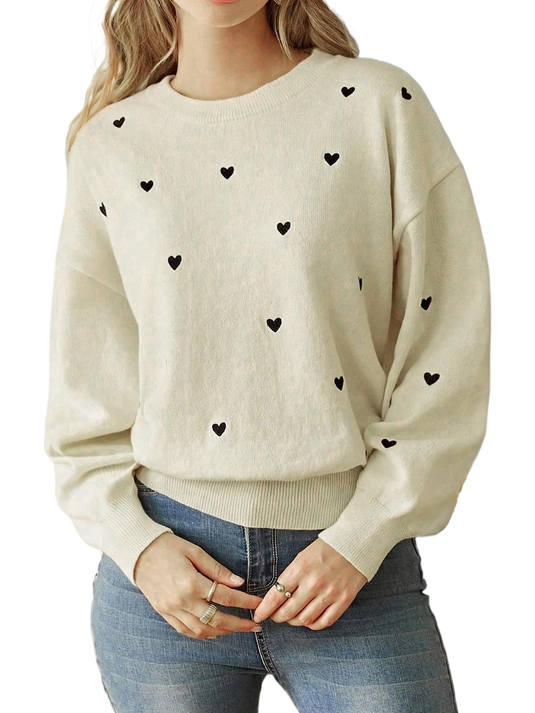 European style autumn heart sweater for women