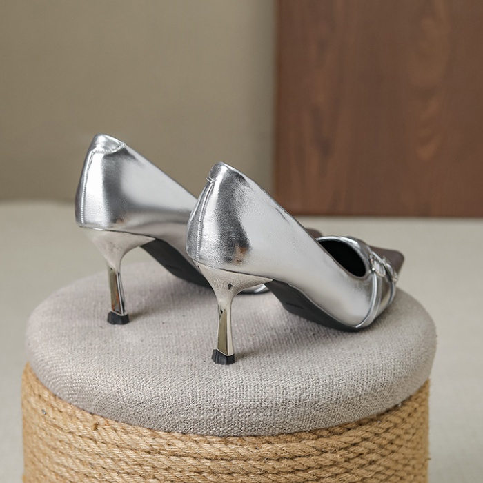Pointed fine-root high-heeled shoes belt buckle shoes