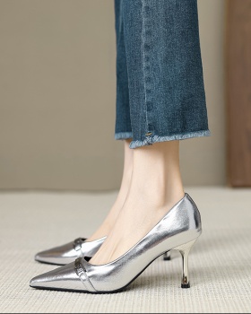 Temperament fine-root shoes low high-heeled shoes