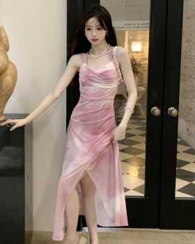 Summer Chinese style strap dress slim gauze dress for women
