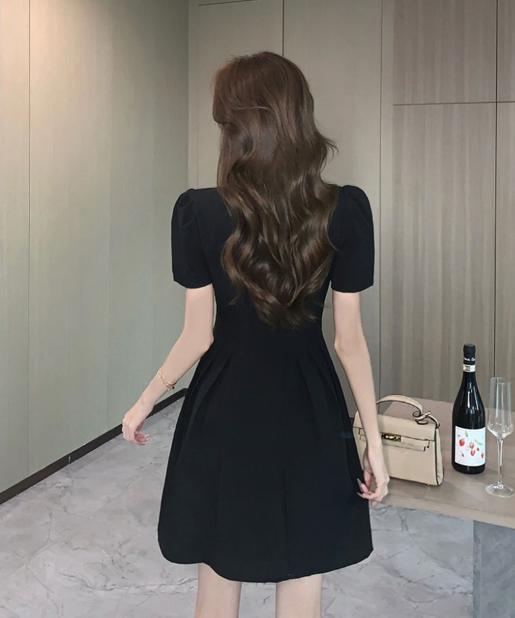 Slim short sleeve dress bubble long dress for women