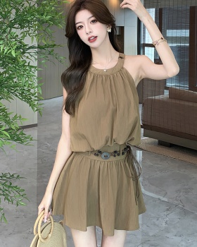 Korean style summer skirt halter vest 2pcs set