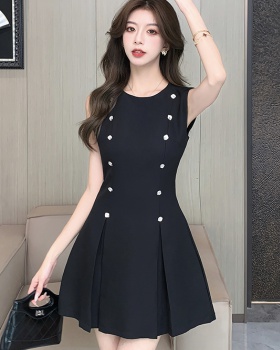 Sleeveless fashion temperament summer refinement black dress