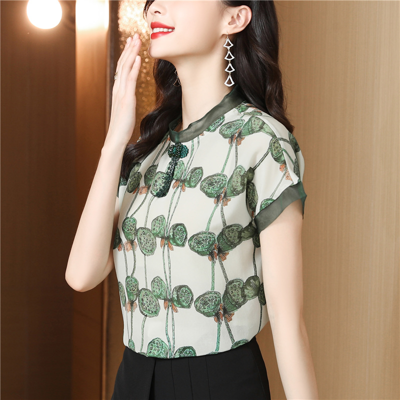 Thin short sleeve cheongsam summer niche shirt for women
