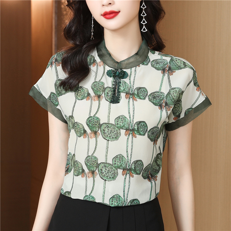 Thin short sleeve cheongsam summer niche shirt for women