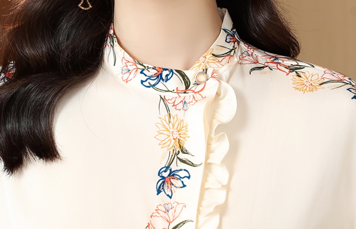 Show young real silk shirt printing summer tops for women