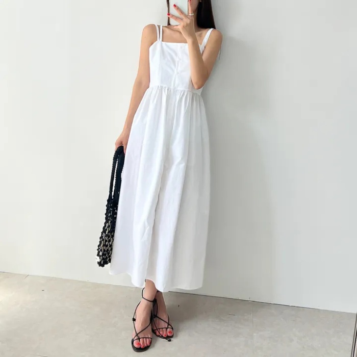 Sling refreshing Casual square collar summer dress