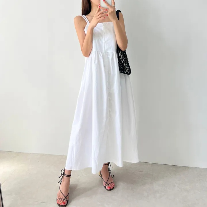 Sling refreshing Casual square collar summer dress
