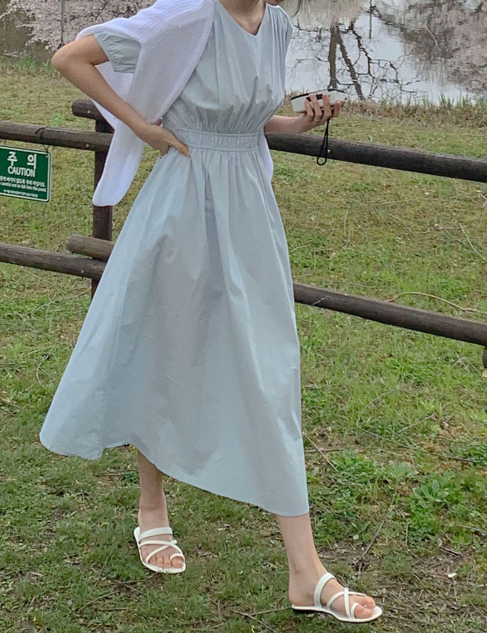 Slim V-neck Korean style tender summer dress
